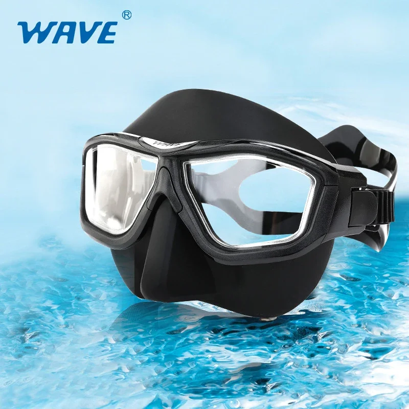WAVE Branciiia Stylish Low Volume Anti-Fog Diving Mask Big Eyes Design Comfortable Beauty Enhancing Free Diving Face Mask