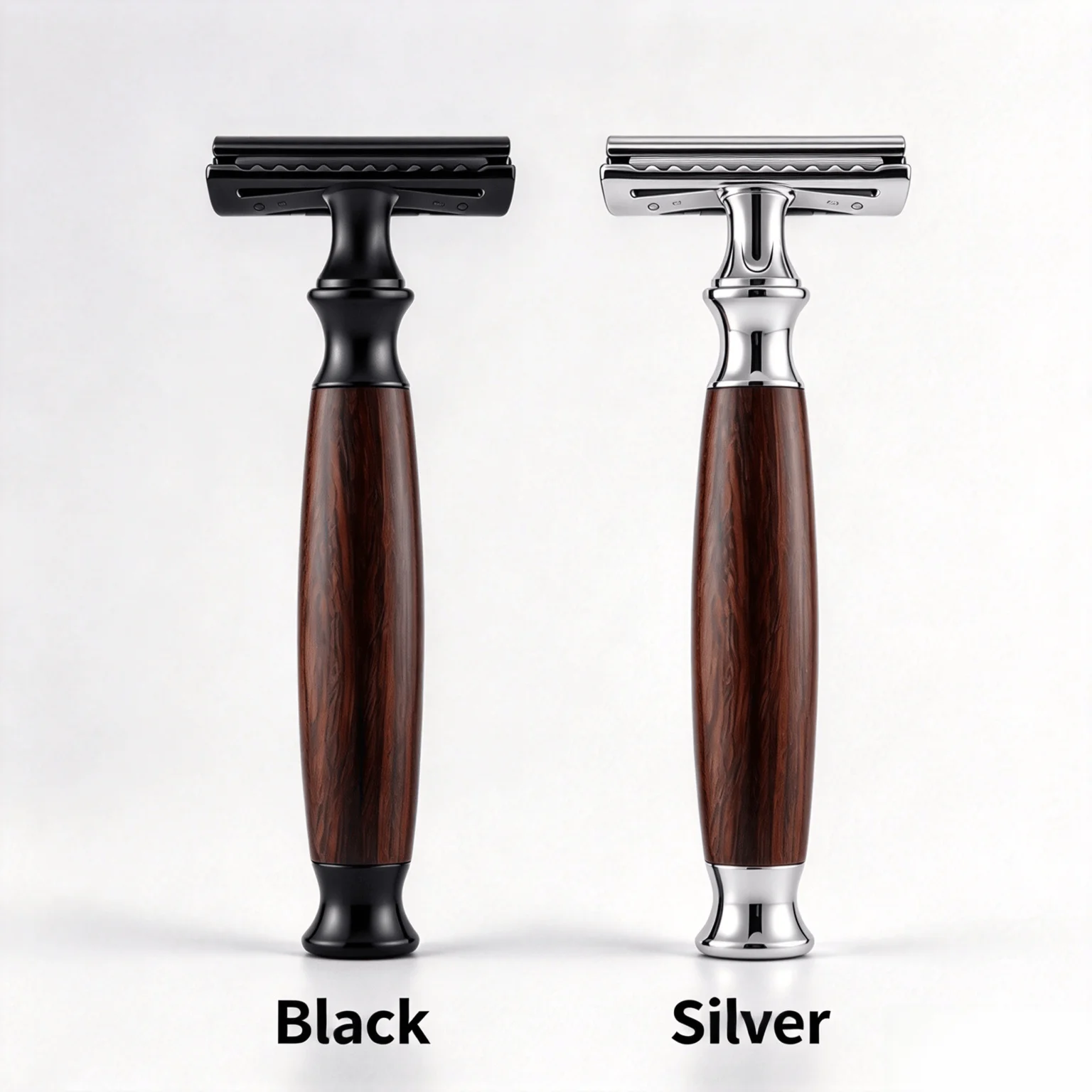 Men Wooden Handle Double Edge Safety Razor Classic Manual Wet Shaving Razor Black Silver 2 Colors Optional Barber Shaver Gift