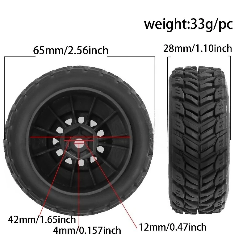 ยางรถ RS ขนาด 1/14 รุ่น R293 - เหมาะสำหรับรถ ARRMA MOJAVE GROM Mini Mojave Short Course Truck และ LC Short Course Truck