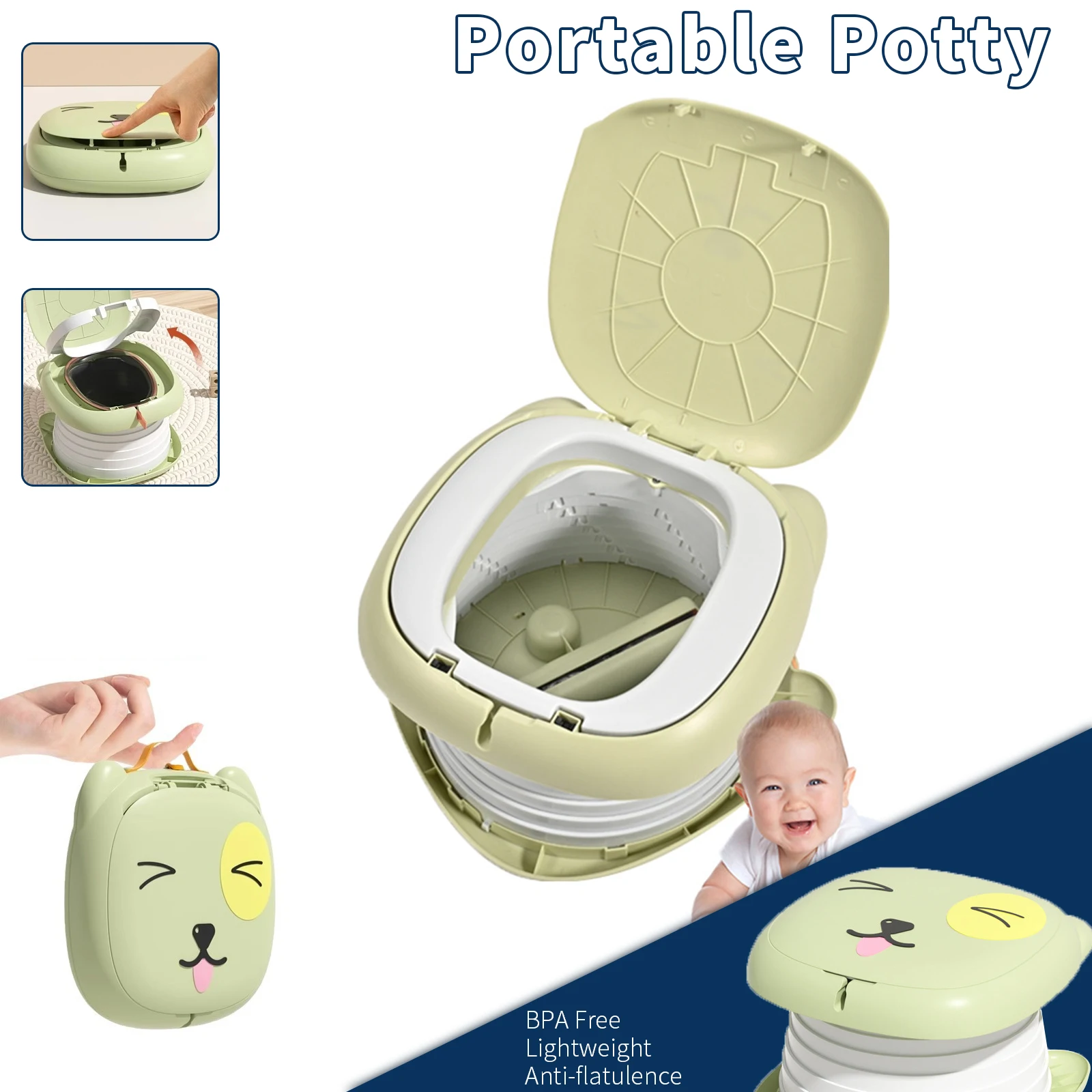 Portable Potty for Toddler Travel Foldable Potty Training Toilet for Indoor Outdoor Car Camping Bathroom for Baby Children Kids