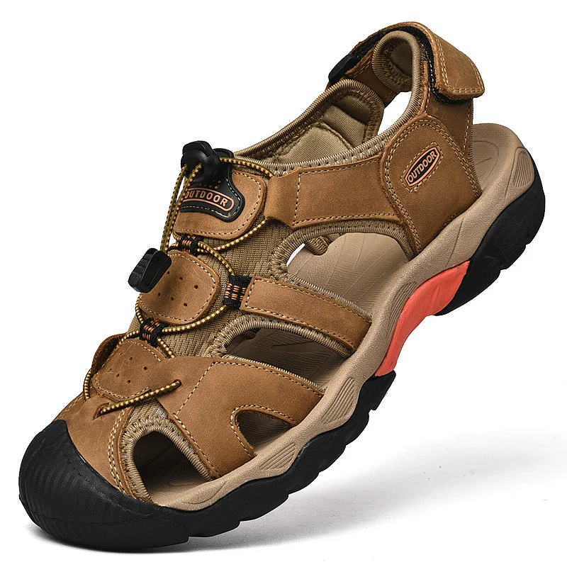 2024 Genuine Leather Men Shoes Summer New Large Size Men's Sandals Men Sandals Fashion Sandals Slippers Big Size 38-47