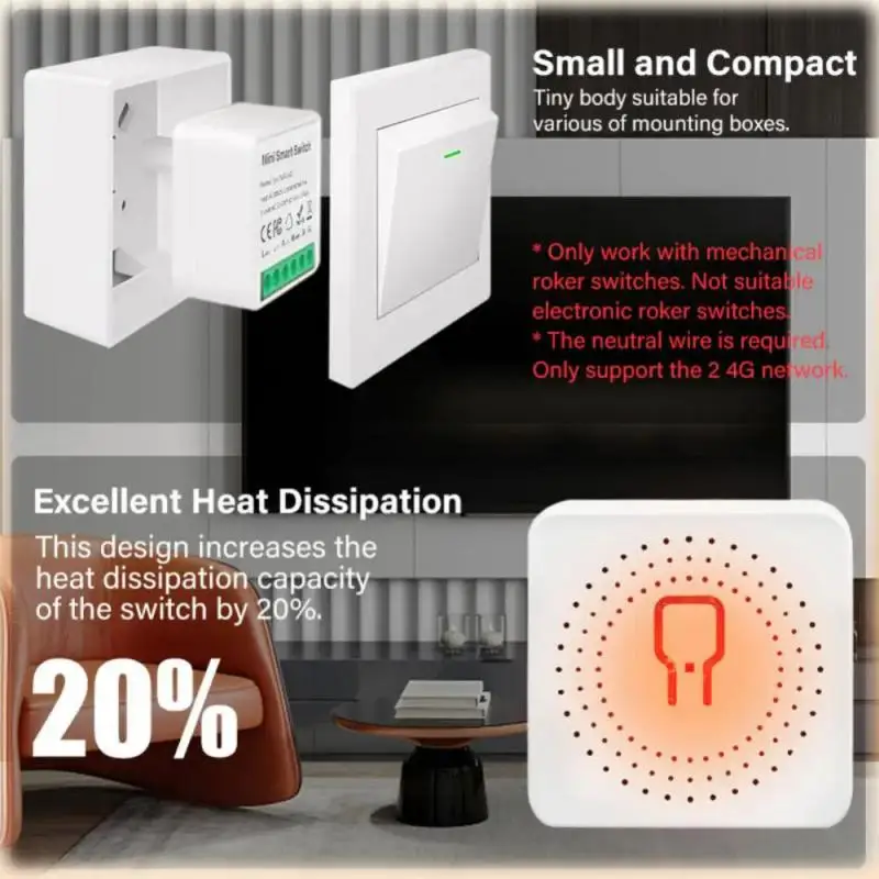 Tuya 16A MINI Wifi Smart Switch Support 2-way Control Timer Wireless Switches Smart Home Automation With Alexa Google Home Alice