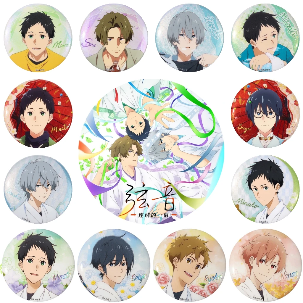 58mm Anime Tsurune The Linking Shot Narumiya Minato Takehaya Seiya‌ Cosplay COSTUME Badge Pin SPTE Tinplate Brooch﻿ Prop Gilf