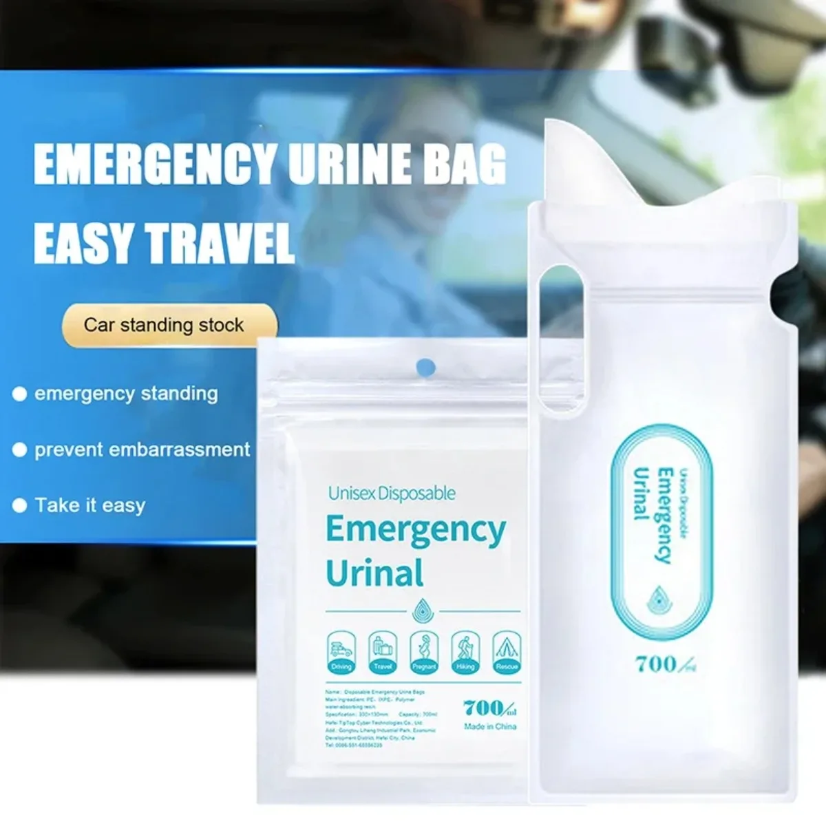 4PCS 700ml Car Urine Bag Emergency Portable Vomit Bags Mini Mobile Toilets Uses For Handy Unisex Disposable Urinal Toilet Bag