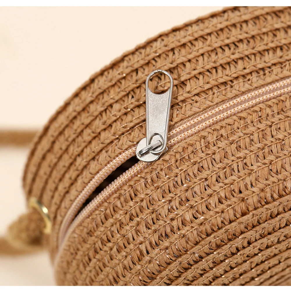 Round Cake Woven Straw Bag for Children Baby Travel Crossbody Bag for Girls New Western-style Small Bag Cute