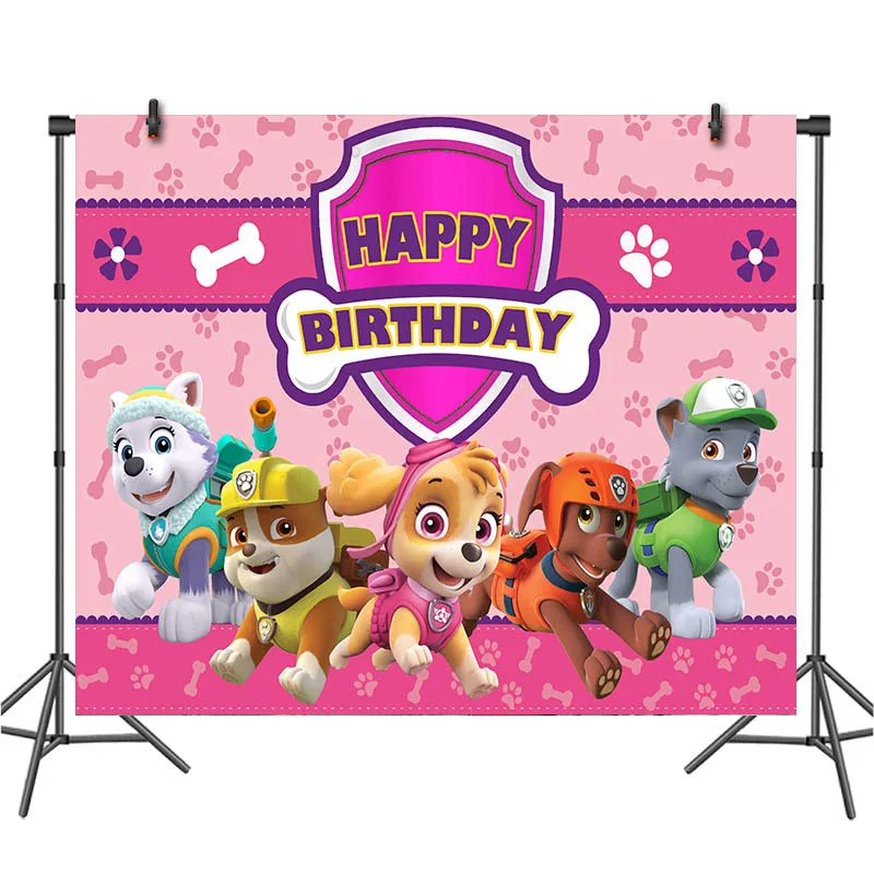 Paw Patrol-Décorations d\'Anniversaire pour Fille, Ensembles de ix, Skye Rose, Serviettes en Papier Britannique, Assiettes, Bâtons de Bannière