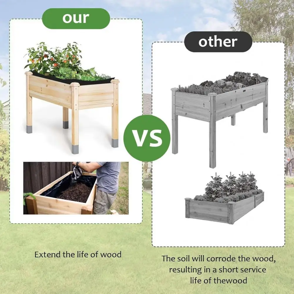 Raised Bed Weed Barrier Raised Garden Bed Liner Fabric Breathable Non Woven Planter Box Liner Soil Containment Water Drainage