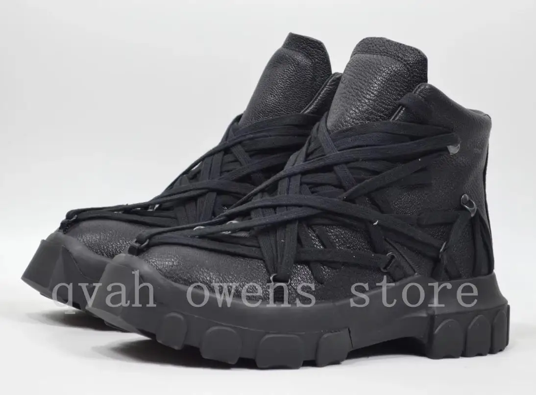 Men Motorcycle Boots Platform High Top Women Gothic Sneakers Leather Lace Up Vintage Trendy Designer Shoes image 3