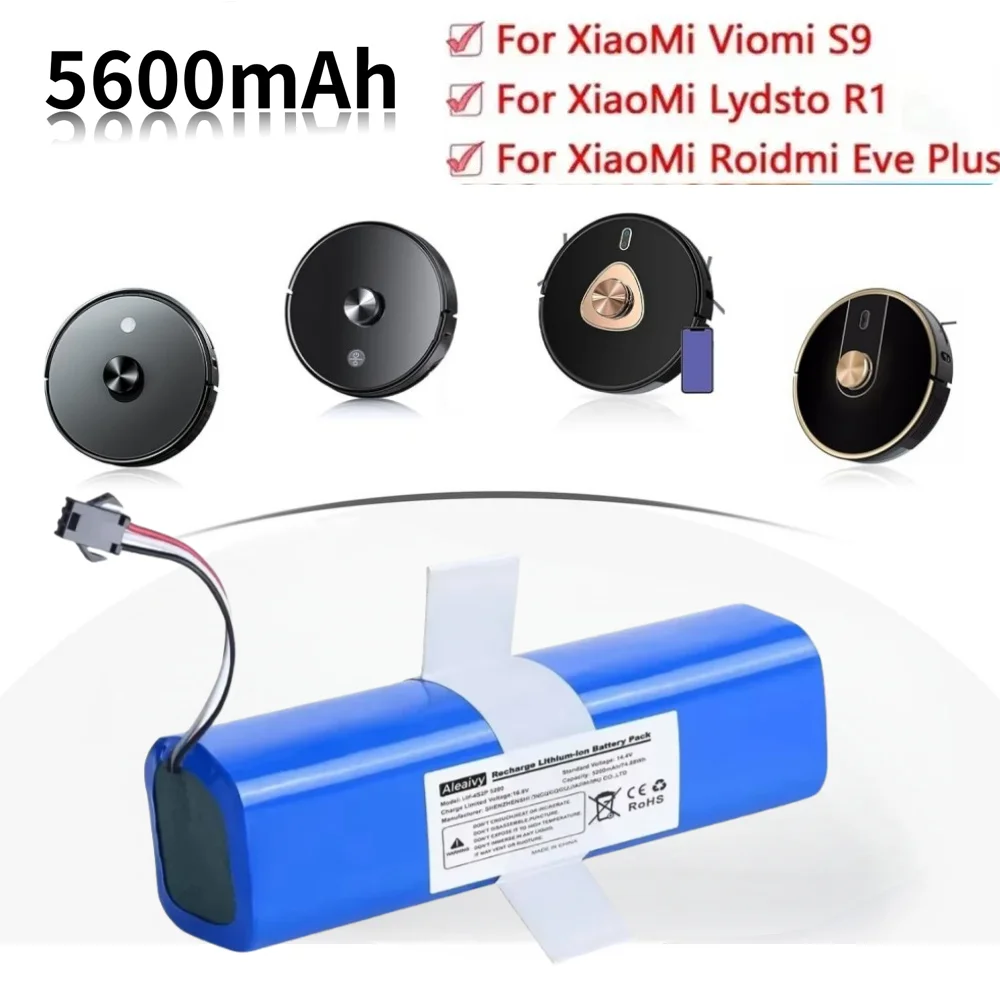 

14.4V 5600mAh Rechargeable Li-ion Battery for XiaoMi Lydsto R1 Viomi S9 Roidmi Eve Plus Robot Vacuum Cleaner Battery Pack.