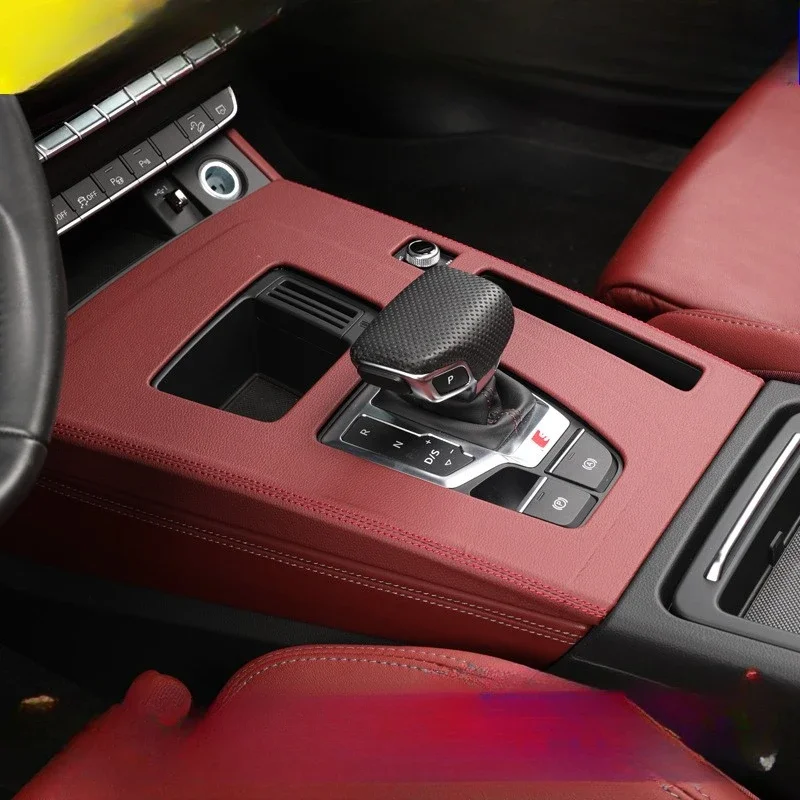 

Car Gear Panel Cover Trim ABS Leather Center Console Gear Shift Panel Decorative for Audi Q5L 2021-2024 Interior Accessories