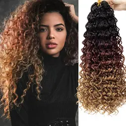 GoGo-Rizo de pelo de ganchillo para mujeres negras, trenzas de ganchillo bohemias cortas de playa, extensiones de cabello trenzado de onda profunda negra Natural