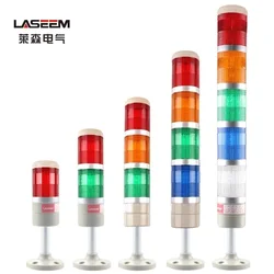 LED Stack Lamp Industrial Machine Tool, aviso de emergência Light Tower, Straight Rod Disk Base, DC12V, 24V, AC110V, 220V, sem Buzzer