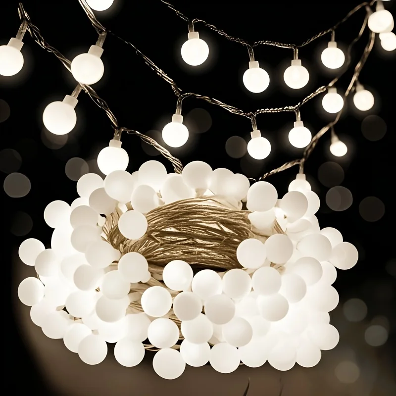 10/20/40/80/100LED White Ball String Lights USB/Battery Powered for Wreath Bedroom Wedding Camping Christmas Decor