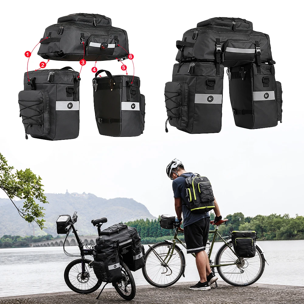 Rhinowalk Bike Pannier Bag 3 in 1 Big Capacity Trunk Bags For MTB Road Bicycle Cycling Double Side Rear Rack Seat Storage Bag