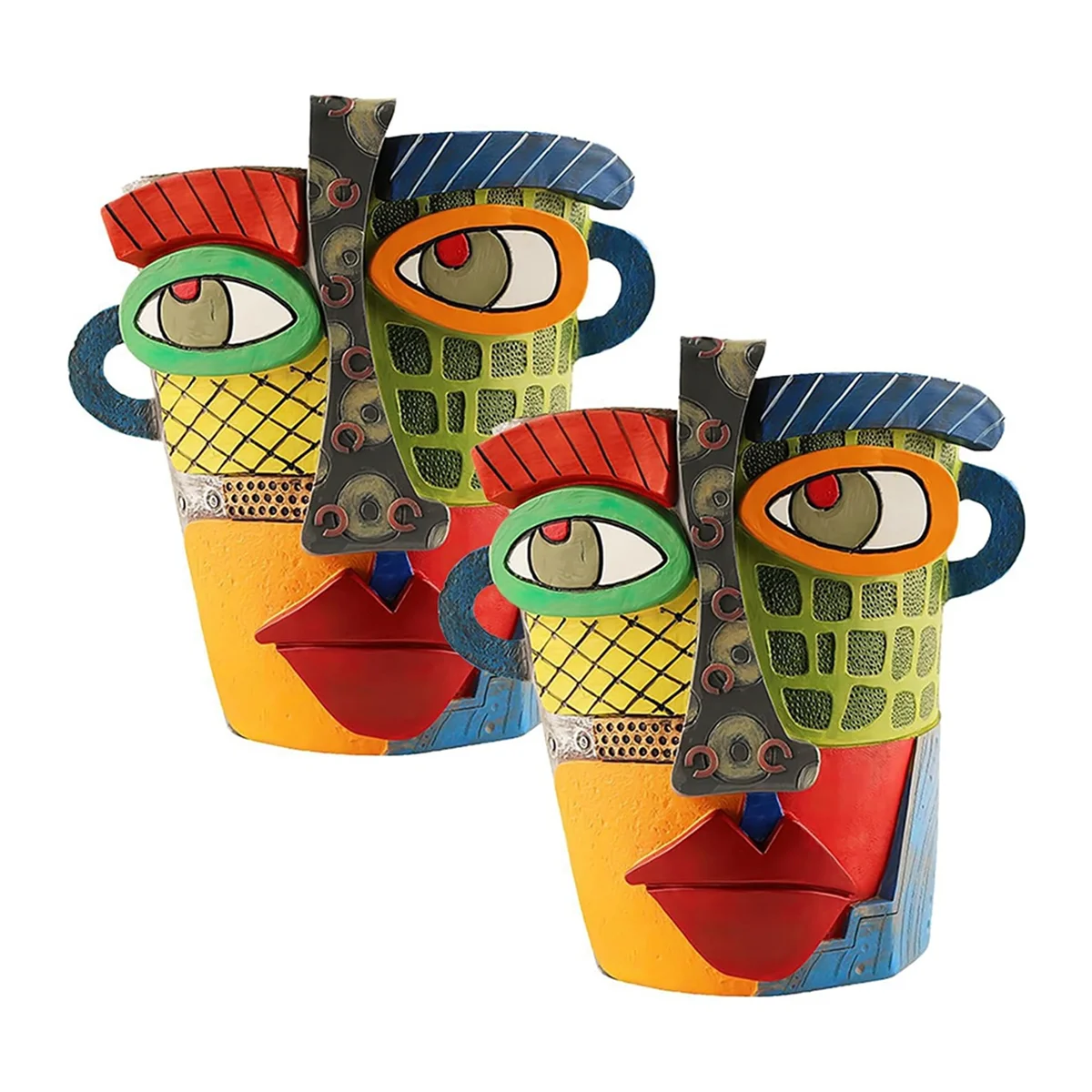 

2 шт., художественный абстрактный цветочный горшок из смолы ручной работы, абстрактный цветочный горшок из смолы, забавные декоративные цветочные горшки из смолы