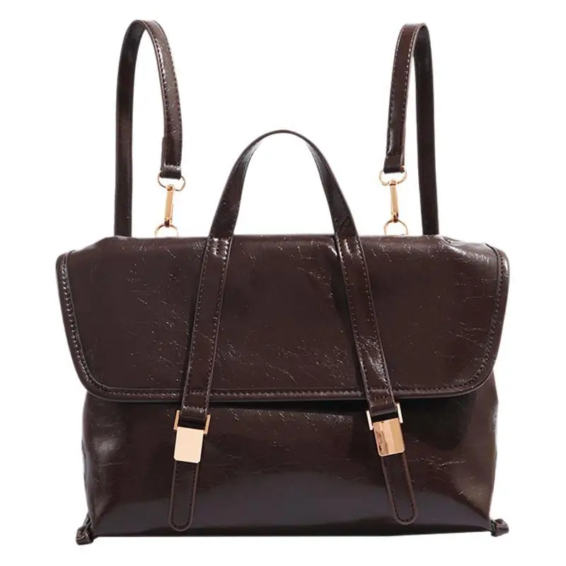 Bag 2024 new high-end oil wax versatile handbag large-capacity backpack bag women's retro commuter shoulder messenger bag