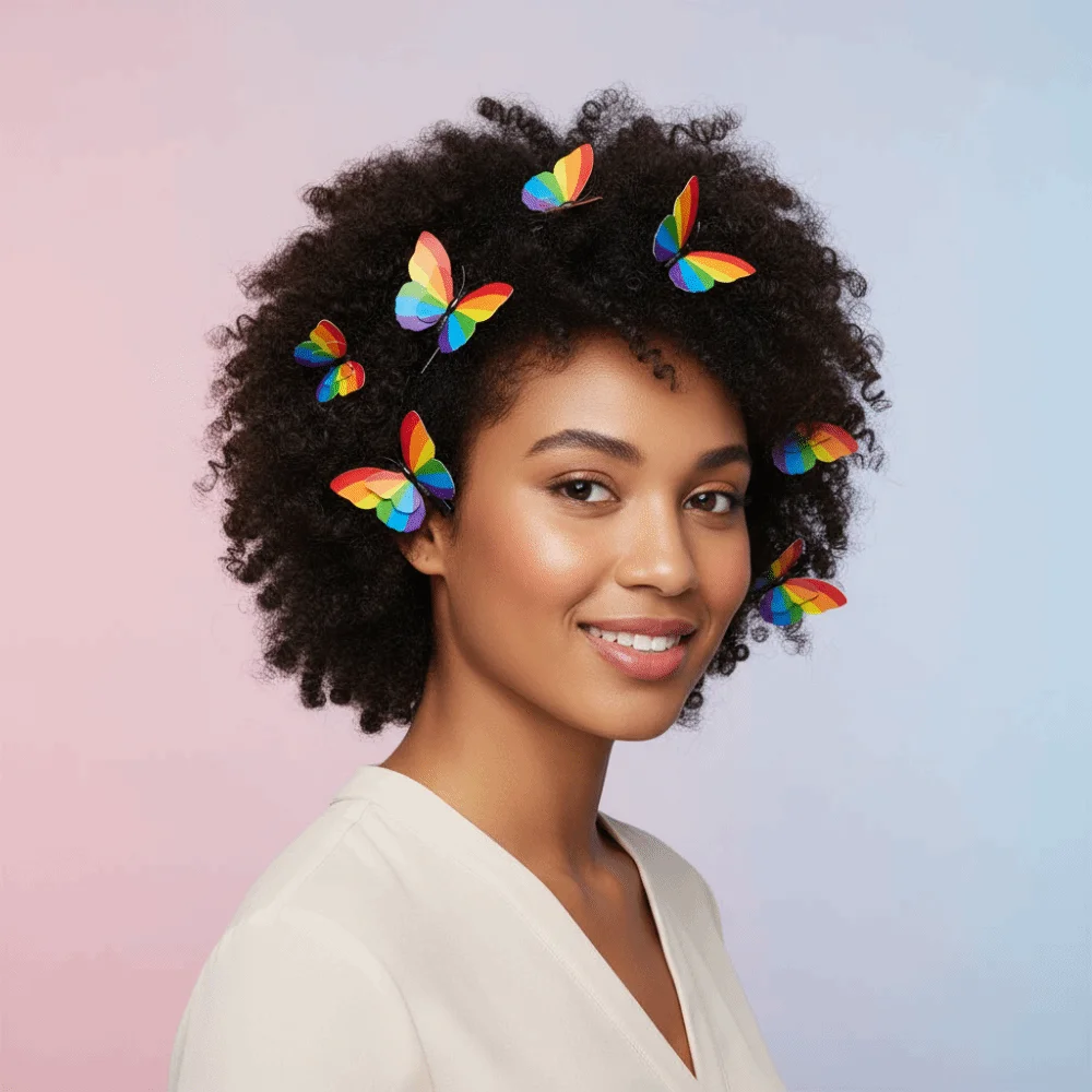 10Pcs/Set 3D Butterfly Hair Clip Colorful Portable Butterfly Hair Accessory Handmade Hairpins Butterfly Rainbow Hairpin
