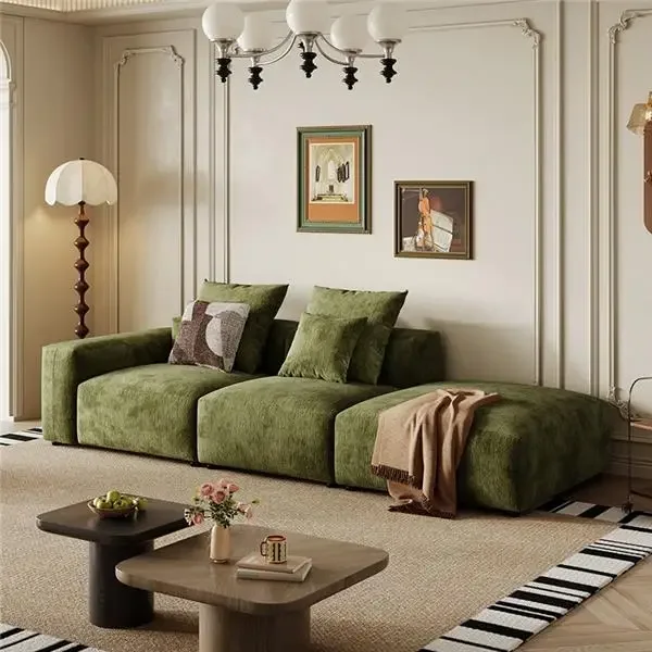 Modern Designer Living Room Sofa with Fine Velvet Chenille, High-density Sponge and Doll Sponge Fabric