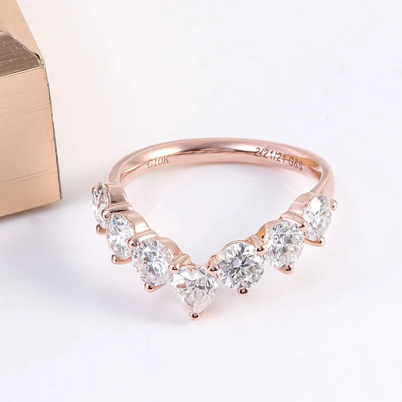 Provence Heart Wedding band Solid Gold DEF/VS Lab Diamond Minimalist Engagement band Cocktail ring Tail Ring Fine Jewelry Custom