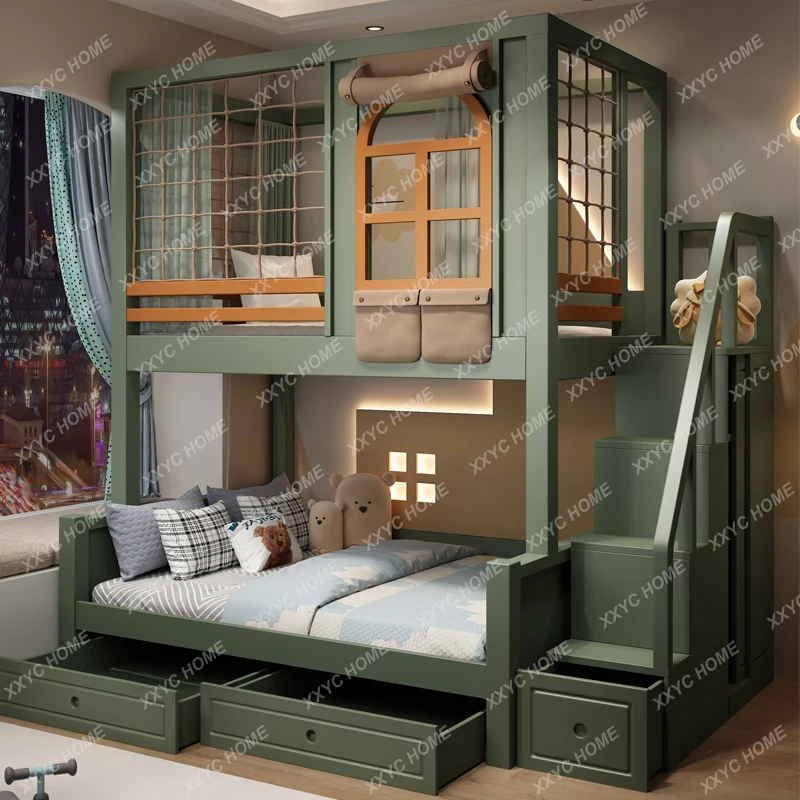 Boy Bunk Bed Bunk Bed Solid Wood Two-Layer Bunk Princess Castle Tree House Bed Female