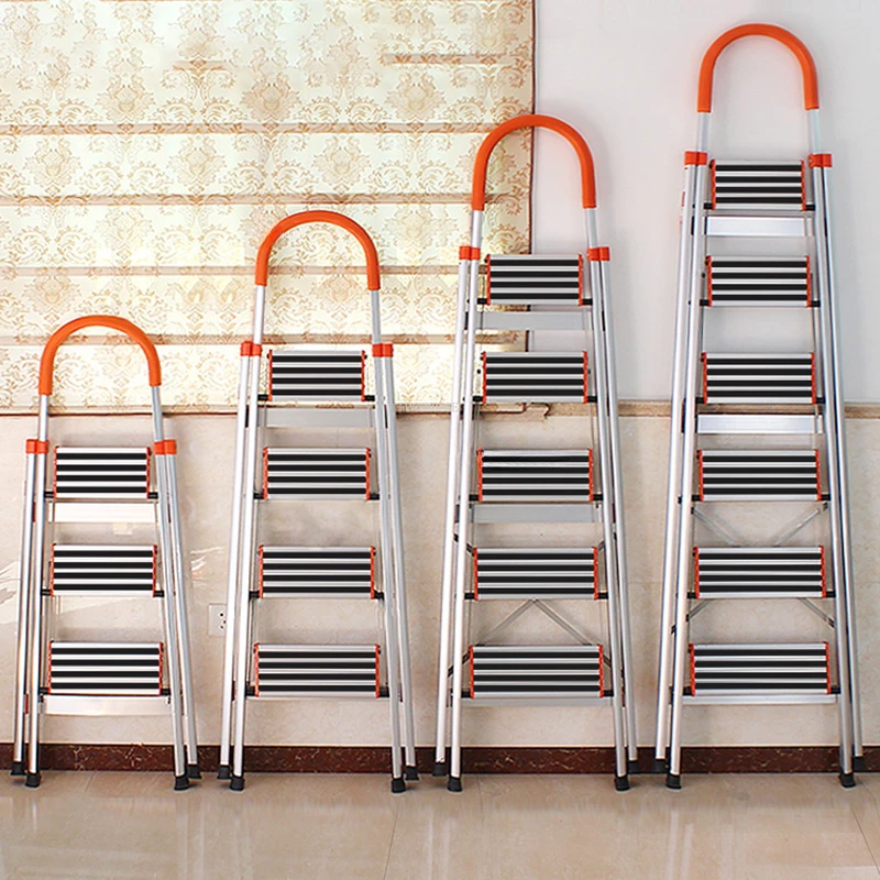 

Home Indoor Portable Stairs Modern Telescopic Step Stools Folding Aluminum Ladder Kitchen Multi-function Herringbone Step Ladder