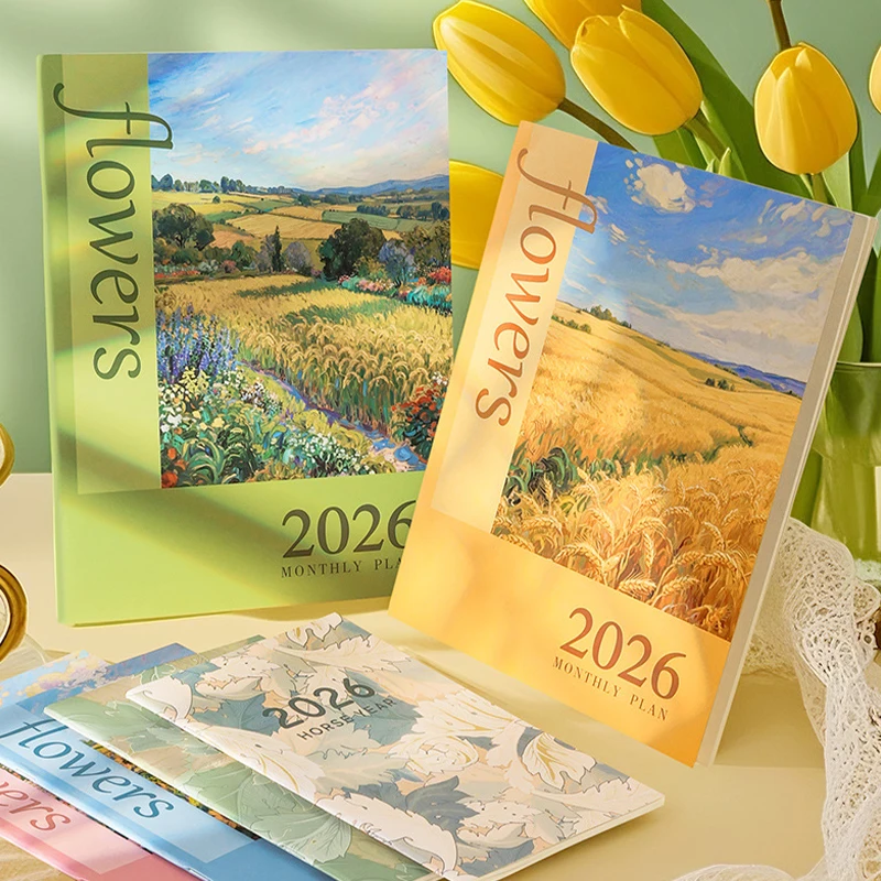 {YY28} 2026 Calendar Planners Yearly 365 Days Efficiency Notebooks Monthly Diary Journals Weekly Goal Tracker Agenda Schedules