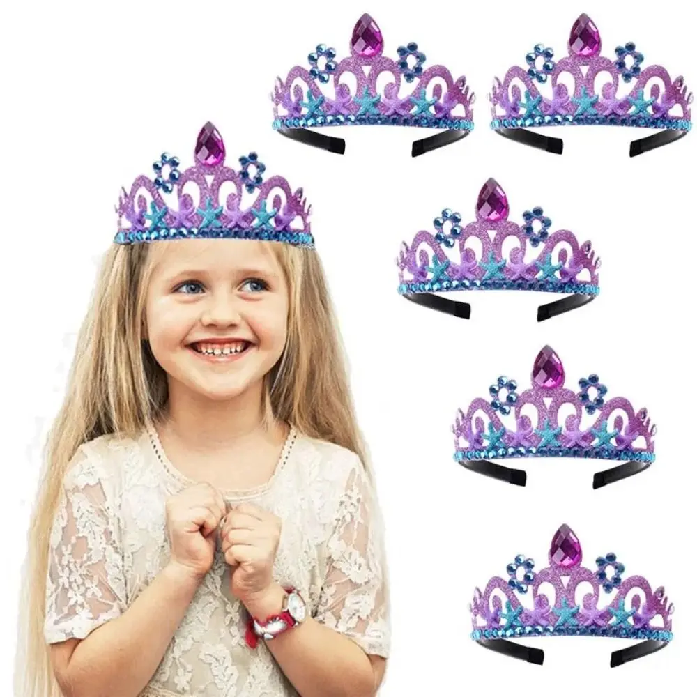 1 szt Ocean Starfish Mermaid Party Crown Headband Mermaid Tail Hat Photo Props for Girl Birthday Head Hoop Headwear Accessories — zdjęcie 3
