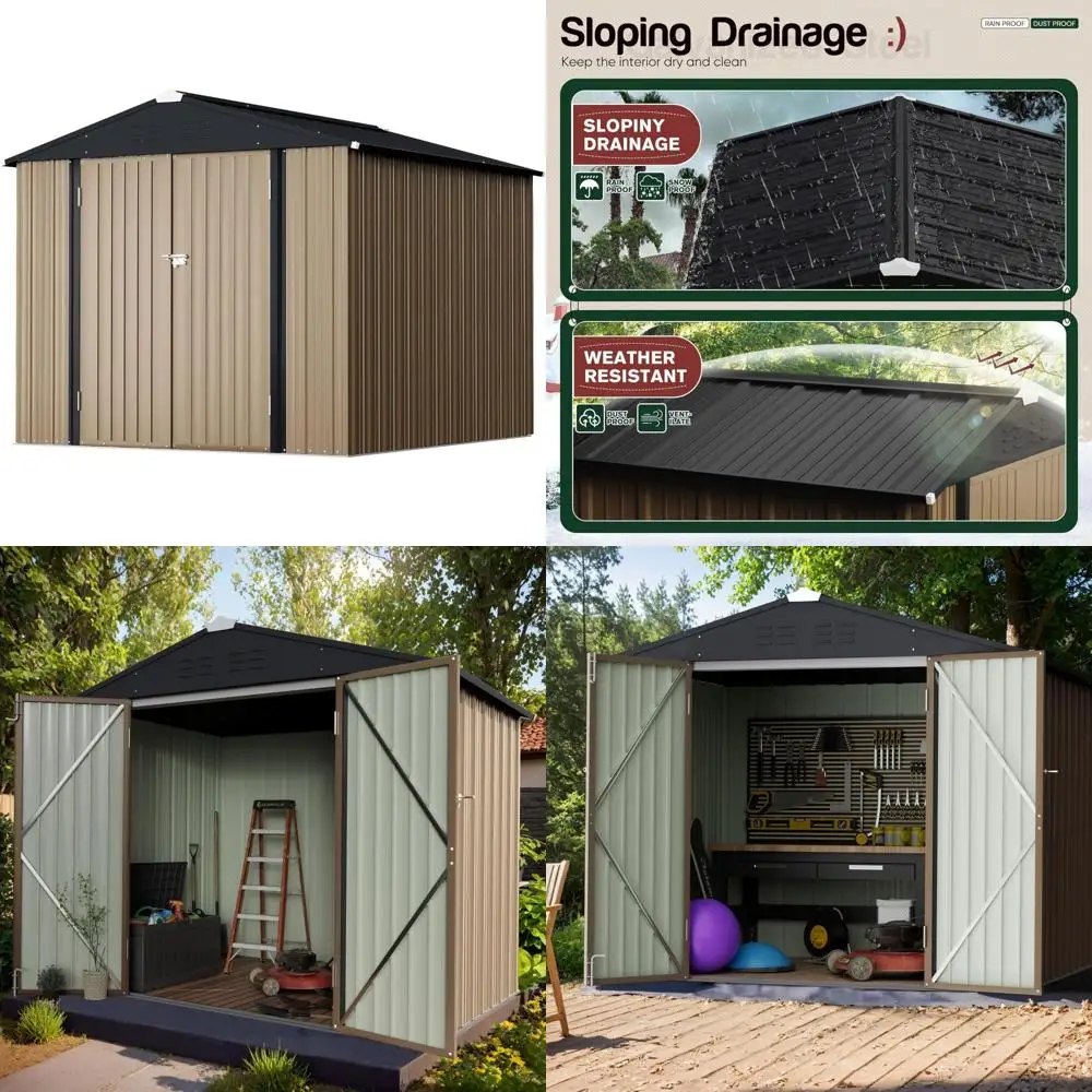 

Сарай для хранения на открытом воздухе — металлический садовый садовый сарай 8x6 футов, водонепроницаемый с запирающейся дверью для инструментов на заднем дворе и патио