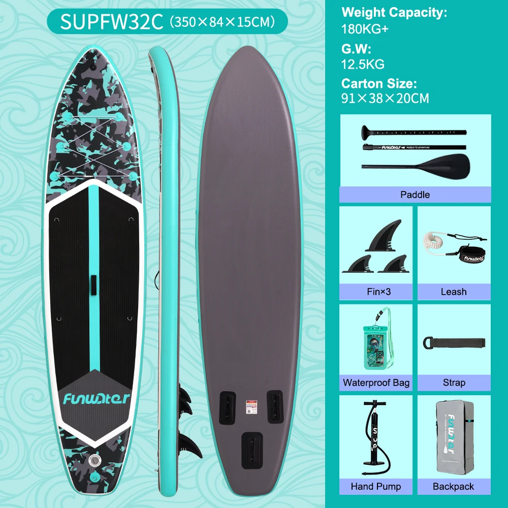 FunWater Opblaasbaar Stand Up Paddle Board Paddleboard Surfboard Surf Sup Board 320-385CM Antislip Watersport Paddle Board