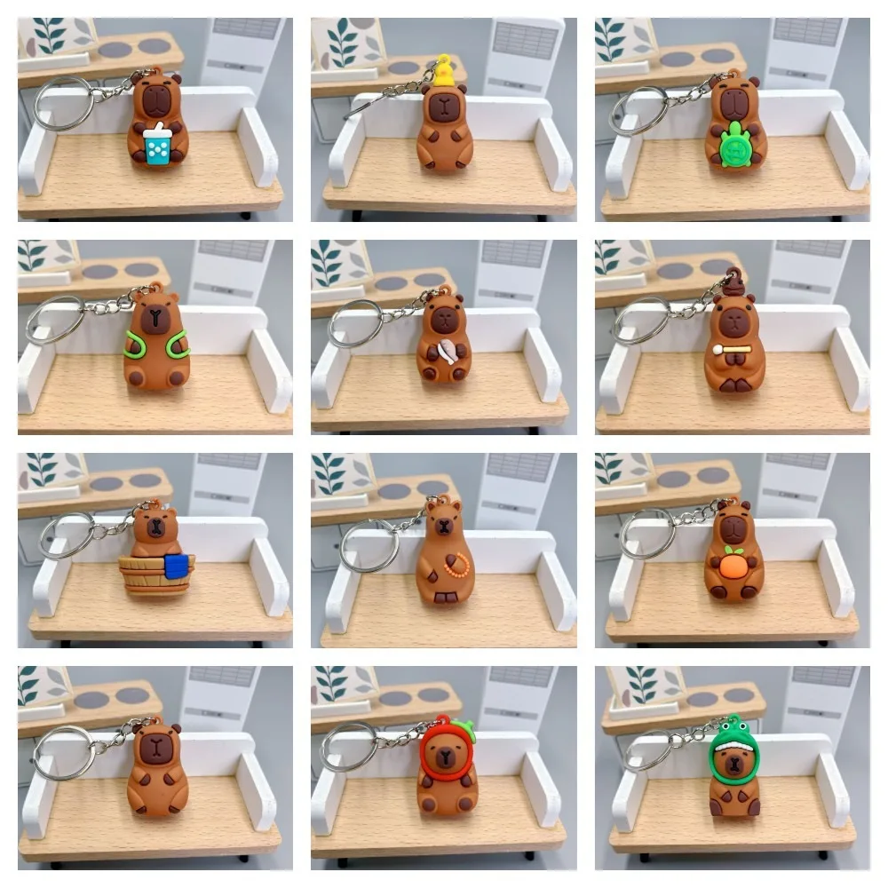 

1 Pc PVC Turtle Capybara Key Ring Waterproof Cartoon Keychain Lightweight Soft Adhesive Animal Pendant