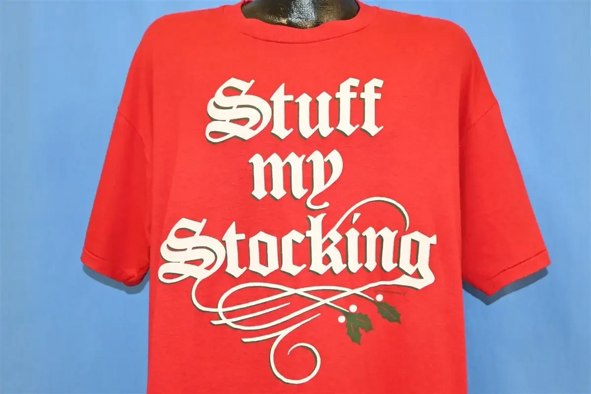 80s Stuff My Stocking Funny Dirty Joke Christmas Holiday Night Sleep T Shirt XXL