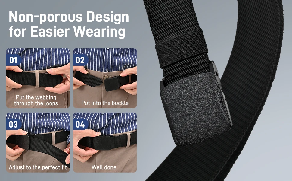 Hochwertiger Gürtel mit automatischer Schnalle für Herren, Canvas, taktischer Gürtel, schwarz, Arbeitskleidung, Freizeit, Outdoor, Militärtraining, Hosengürtel für Herren – Detail 3