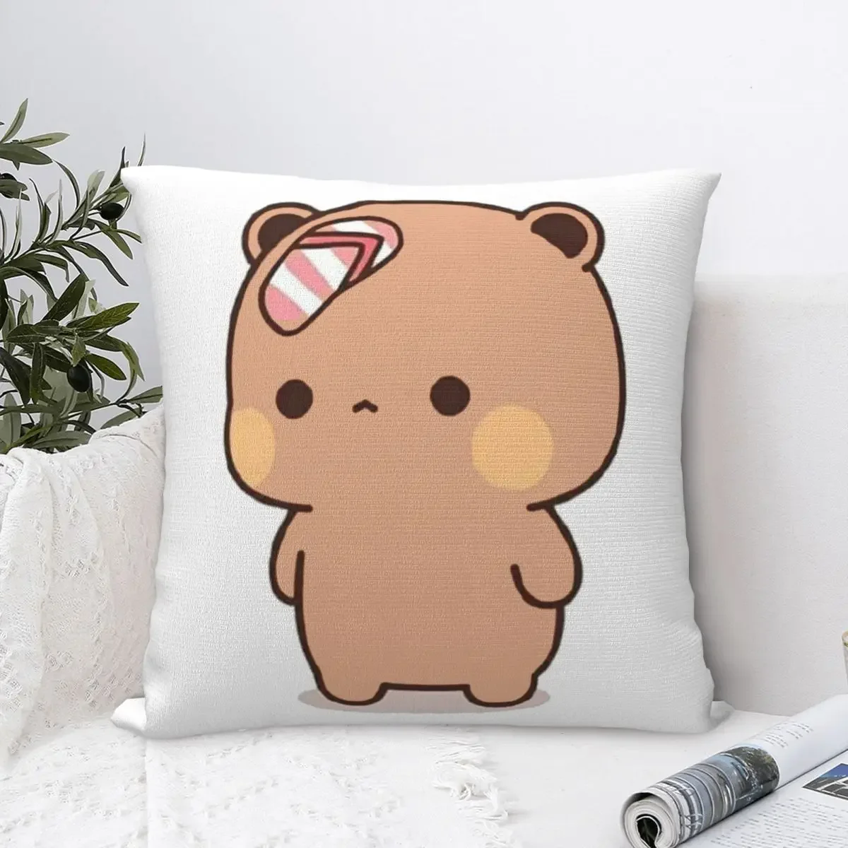 Cute Bubu Was Threw Flip-flops Square Pillow Cases Panda Bear Cushion Covers Creative Decorative Pillowcase for Sofa 45*45cm