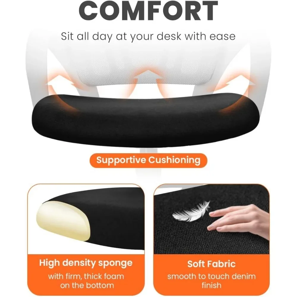 Office Chair, Computer Desk Chair,  Ergonomic Mid Back Cushion, Lumbar Support, Comfy Mesh, Adjustable Swivel Rolling