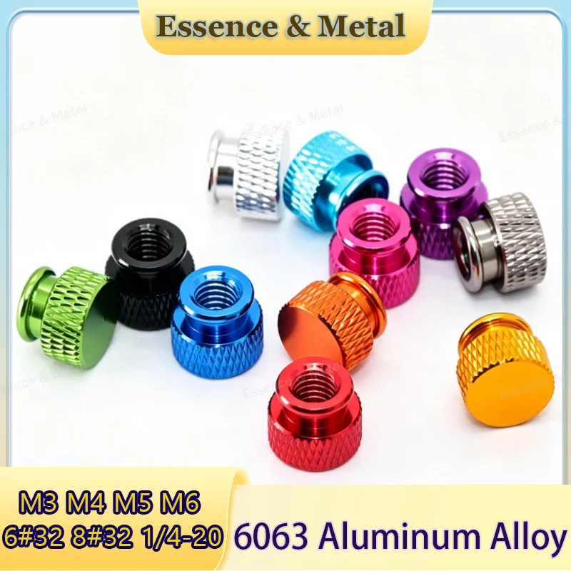 6063 Aluminum Alloy Blind Hole Thumb Nut M3 M4 M5 M6 UNC 6#32 8#32 1/4-20 Knurled Thumb Nut Step Nut Suitable for 3D Printer