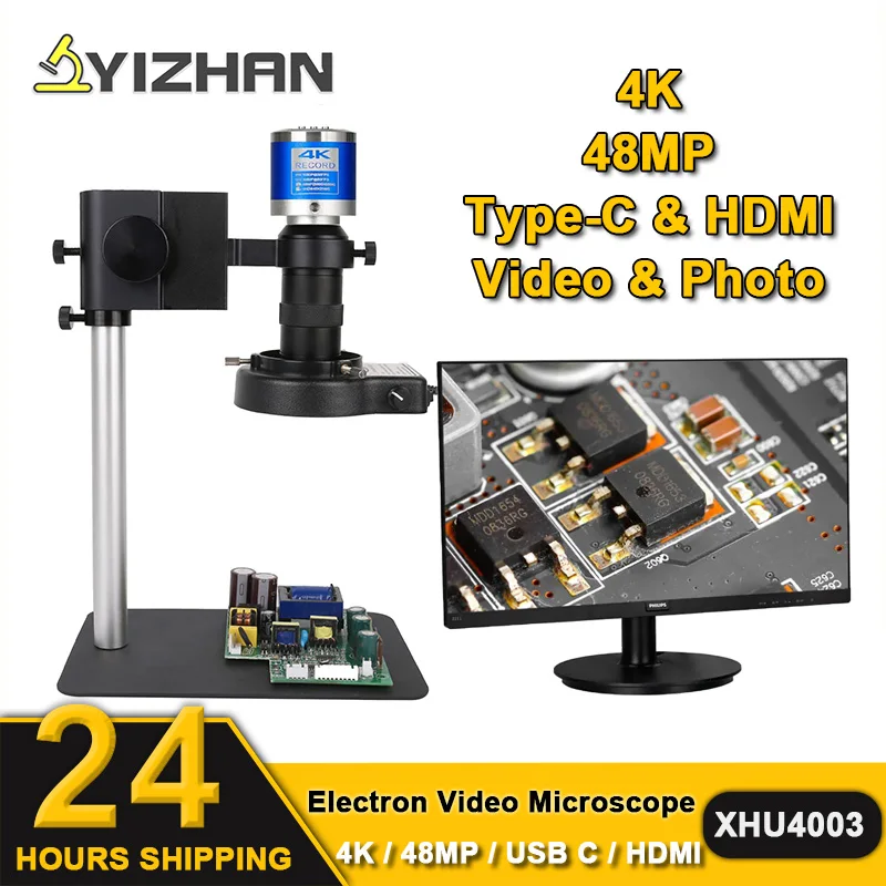 

130X Zoom Lens 4K 48MP Electron Microscope Set 1080P 60FPS HDMI Type C Sony Video Camera With LED Bracket For Repair Detection