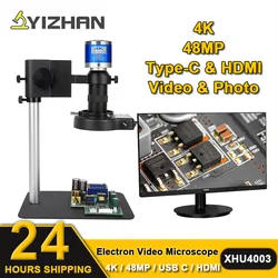 Mikroskop cyfrowy 4K 48MP HD do zestawu elektroniki Kamera HDMI typu C 130-krotny obiektyw z zoomem Mały stojak Mikroskop lutowniczy