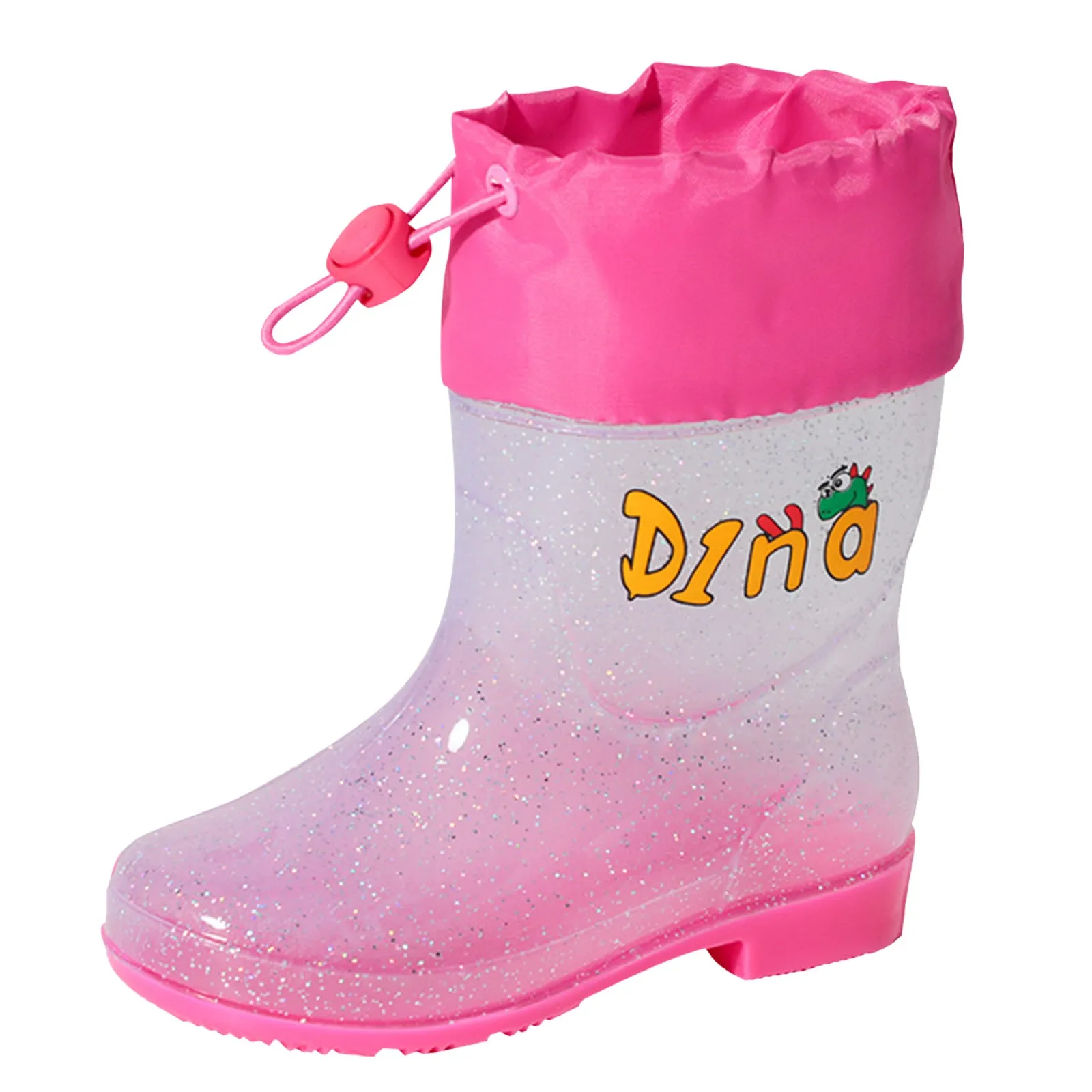 Winter Boots Girls Size 5 Children Shoes Fashion Flat Cartoon Rain Boots Can Be Tied Mouth Cartoon Transparent Outdoor Rain