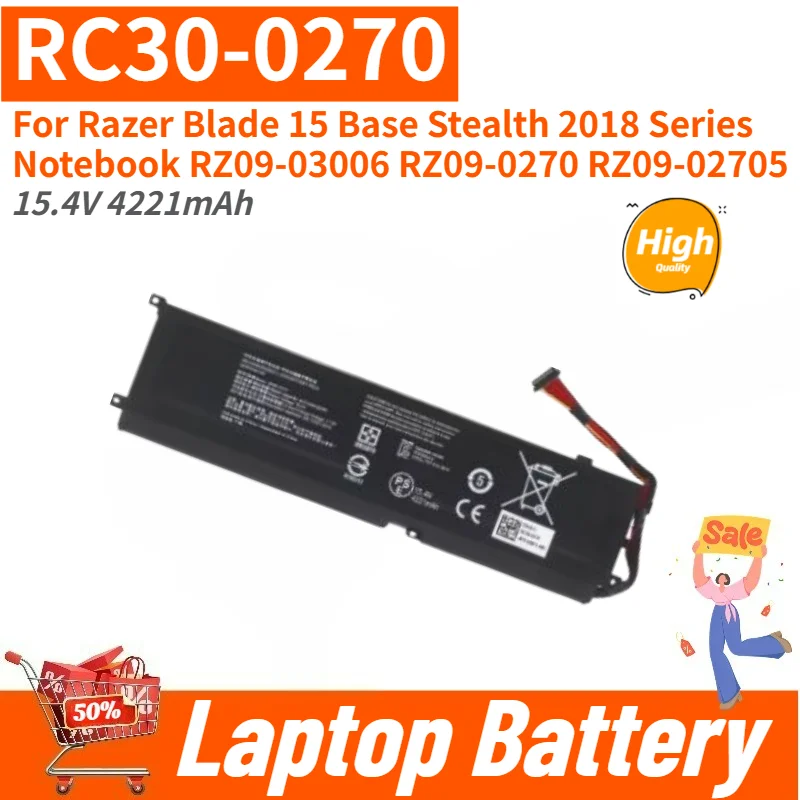 RC30-0270 High Quality Laptop Battery 15.4V 4221mAh for Razer Blade 15 Base Stealth 2018 Series RZ09-02705 RZ09-03006 RZ09-0270
