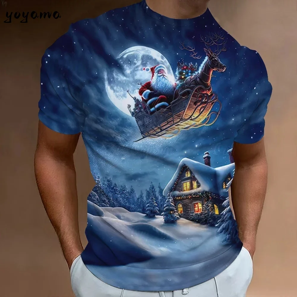 

Забавная рождественская мужская футболка, летняя уличная мужская футболка, модная универсальная мужская футболка с короткими рукавами, модная дышащая мужская одежда