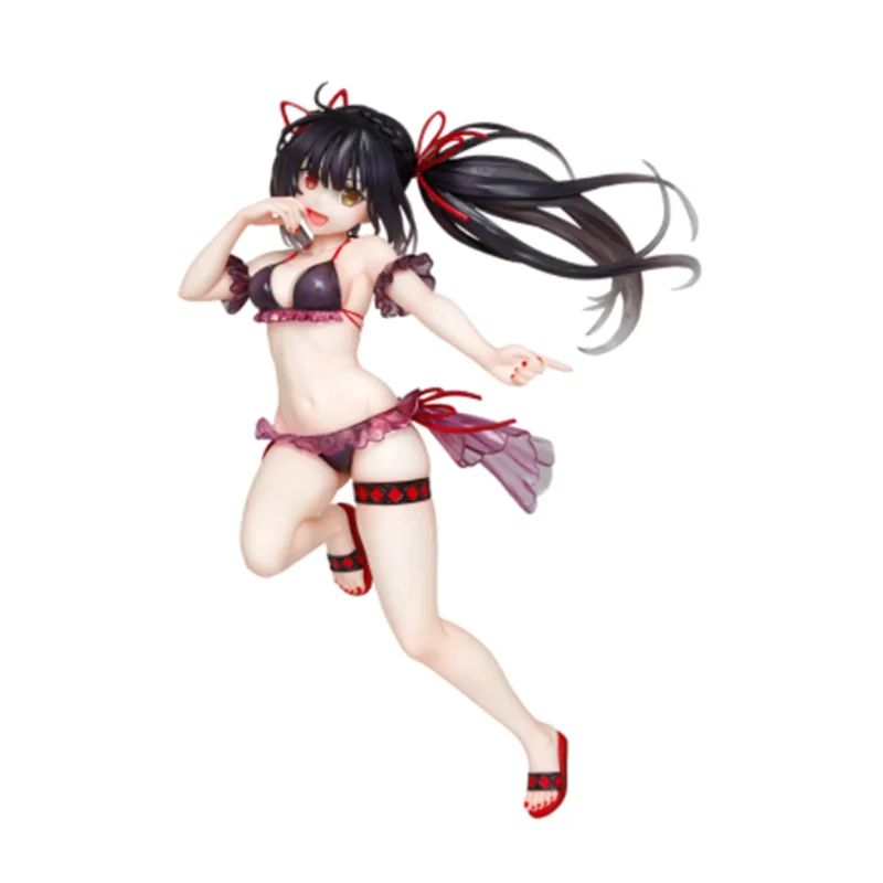 Em estoque original taito data um ao vivo tokisaki kurumi maiô pvc anime personagem modelo coleção brinquedos de férias presentes