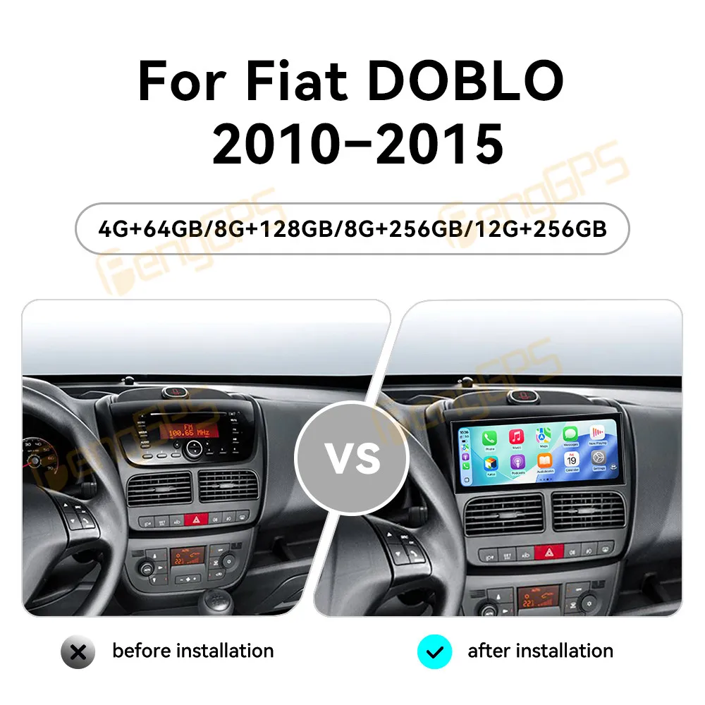 15.8 Inch Android 15 CarPlay Car Radio For Fiat DOBLO 2010-2015 Touch Screen Multimedia Player GPS Navigation Head Unit DSP