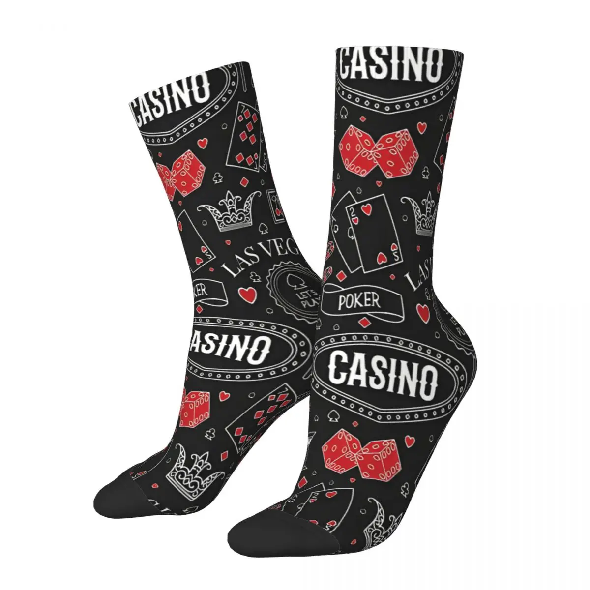 Winter Harajuku Unisex Casino Theme Seamless With Decorative Elements Socks Gambling Symbols Sweat Absorbing Basketball Socks