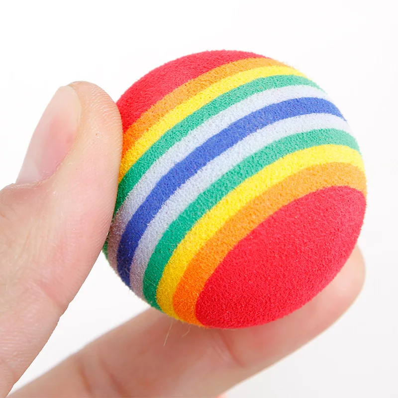 1pc Rainbow Eva Cat Toys Ball Interactive Cat Dog Play Chewing Rattle Scratch Eva Ball Training Balls Pet Product Supplies