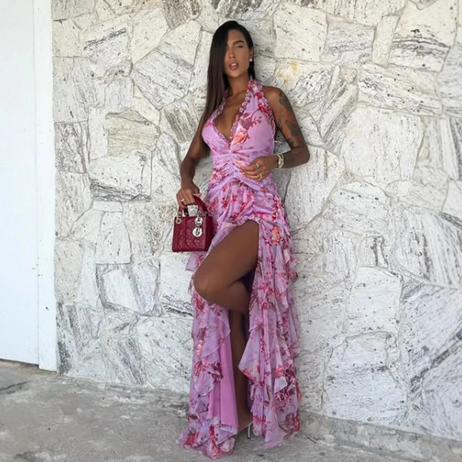 2025 nova feminina floral impressão em camadas bainha colarinho dr transoceanic sle l vento meados de cintura malha saia de fadas