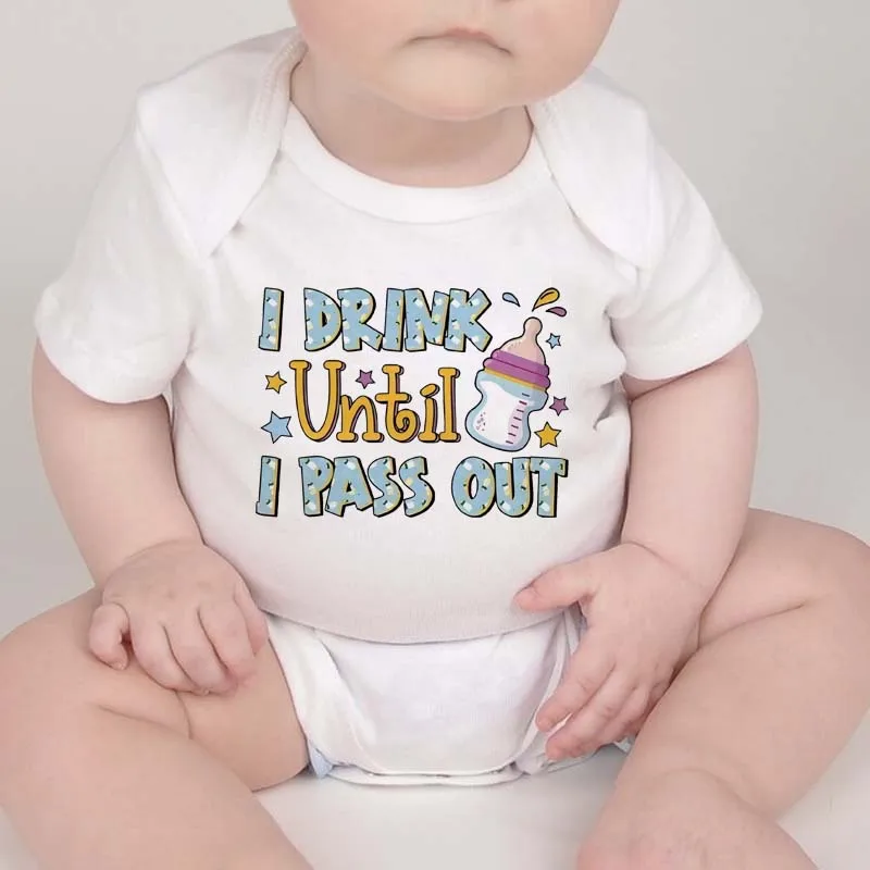 Baby Milk Bottle Printed Newborn Onesies Children's Letter Printed Clothing Girl Boy Bodysuit Baby Shower Gift