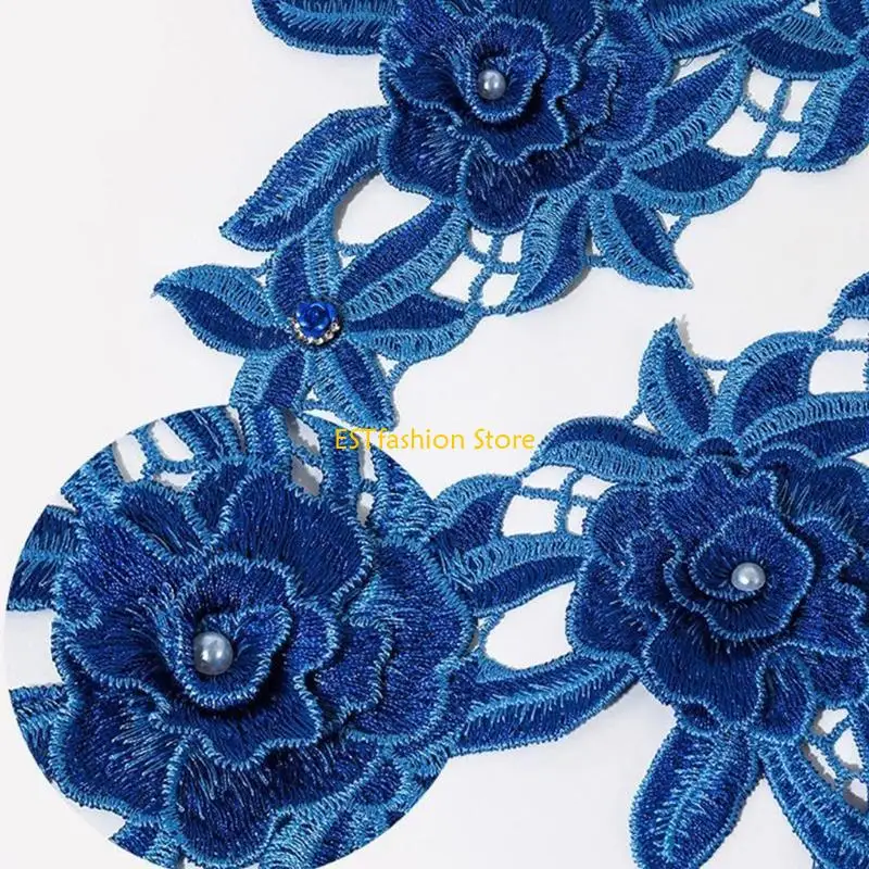 

Y5GC Embroidery Lace Gloves Fingerless Wrist Cover Hollow Floral Gloves with Finger Loop Ethnic Short Cuffs Wristband