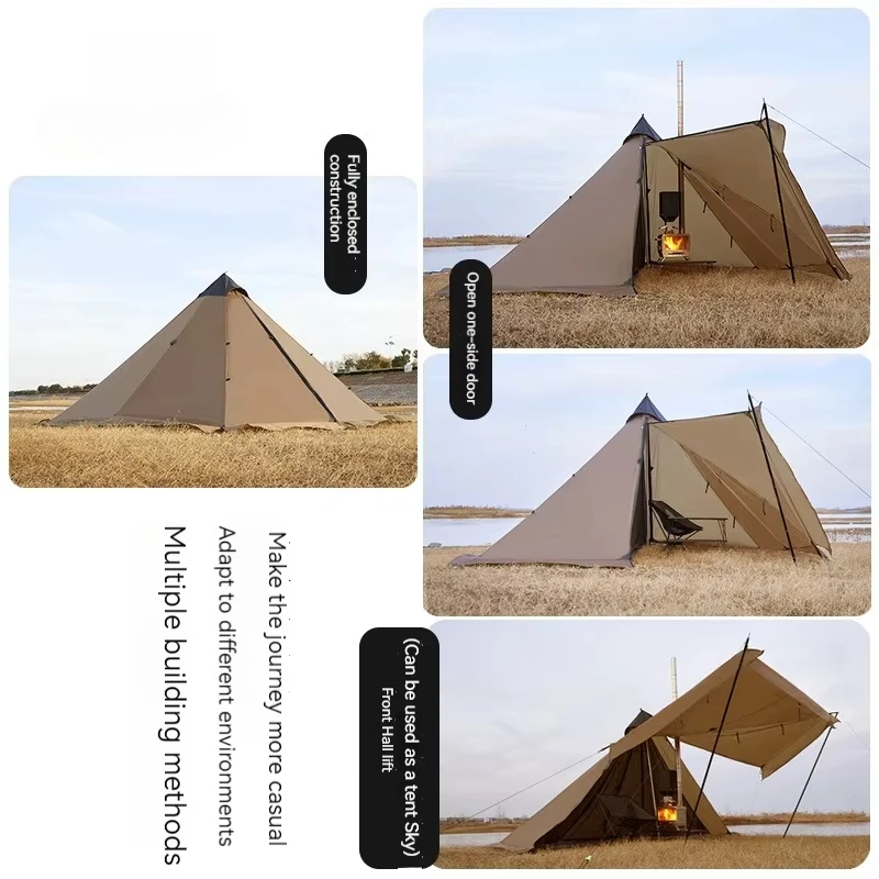 Fk 4 Camping pyramid ultralight tent can burn firewood, stove with snow skirt