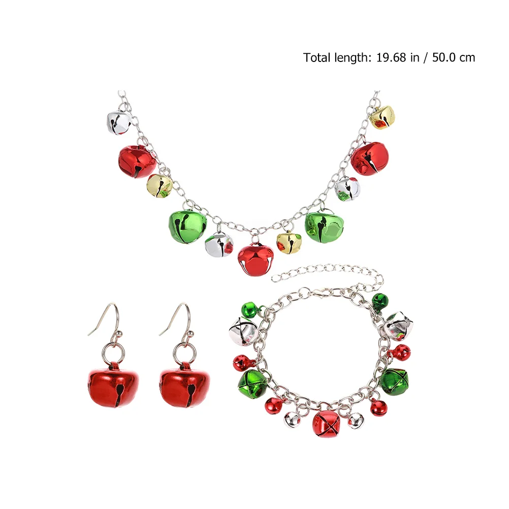 Christmas Necklace Set Colorful Ear Jewelry Bell Brace Bracelet Charm Braclets Necklaces