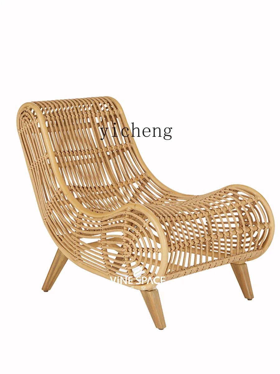 Customized Outdoor Armchair Indoor Balcony Rattan Chair Leisure Chair Recliner Lazy Rattan Chair Homestay Hotel Nordic Villa